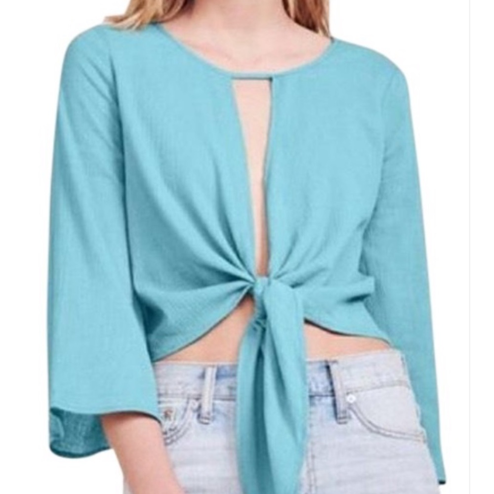 Jack by BB Dakota Lake Blue Malia tie top size Small